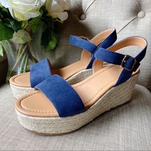 J. Crew Suede Navy Espadrilles NWT